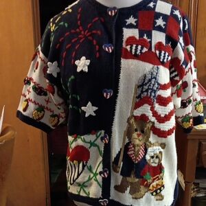 Vintage Eagles Eye 4th Of July S/S Sweater Large